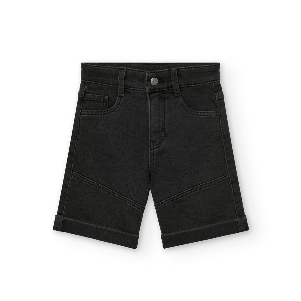 Conj. Camiseta Punto Tintada Y Bermudas Denim Punto