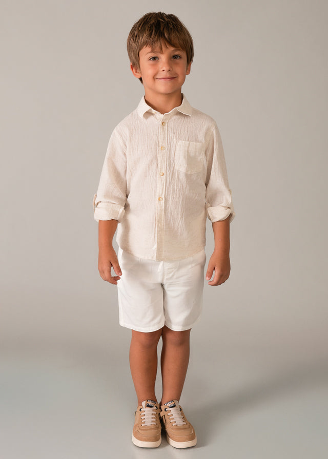 Camisa m/l lino c/camisero