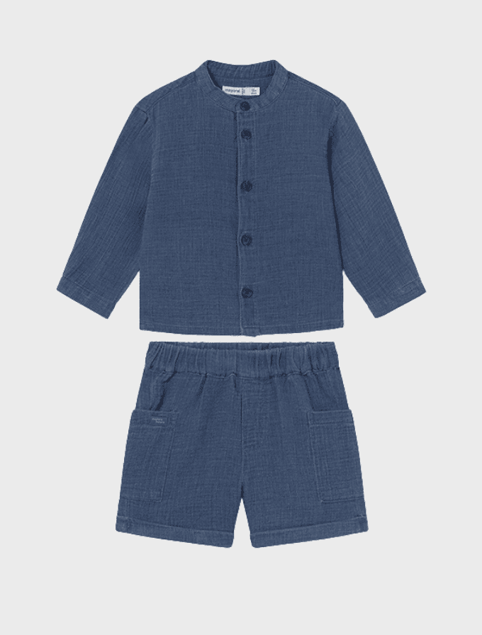 Conj. Camisa m/l y Bermuda bambula tejanera
