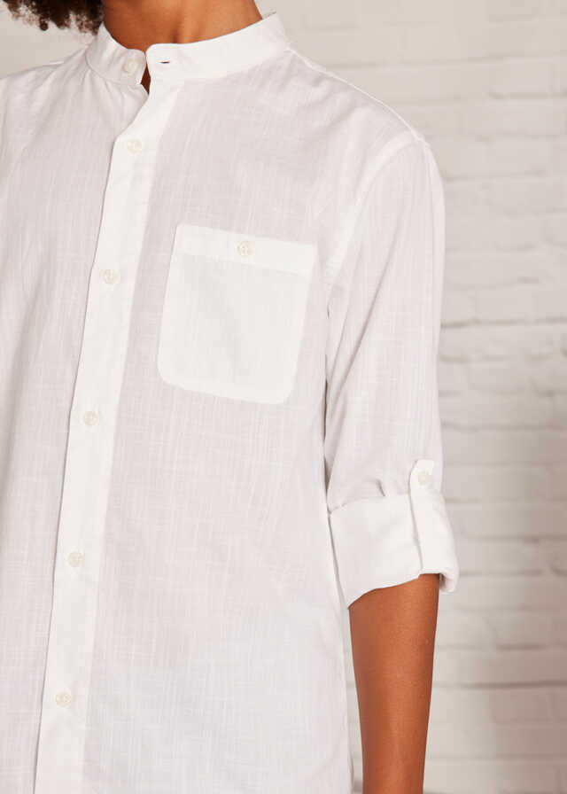 Camisa m/l cuello mao