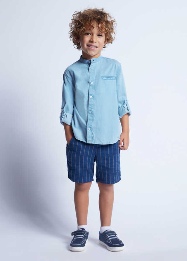 Camisa m/l denim c/mao
