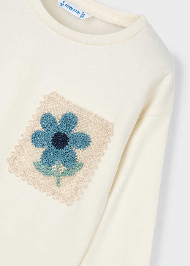 Camiseta m/l bolsillo crochet