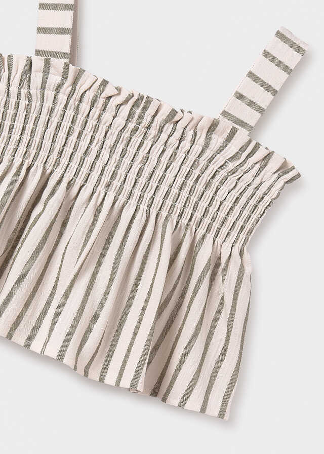 Conj. Camiseta tirantes rayas y Pantalon corto punto