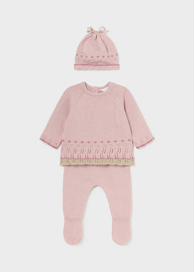 Conj. polaina tricot con gorro