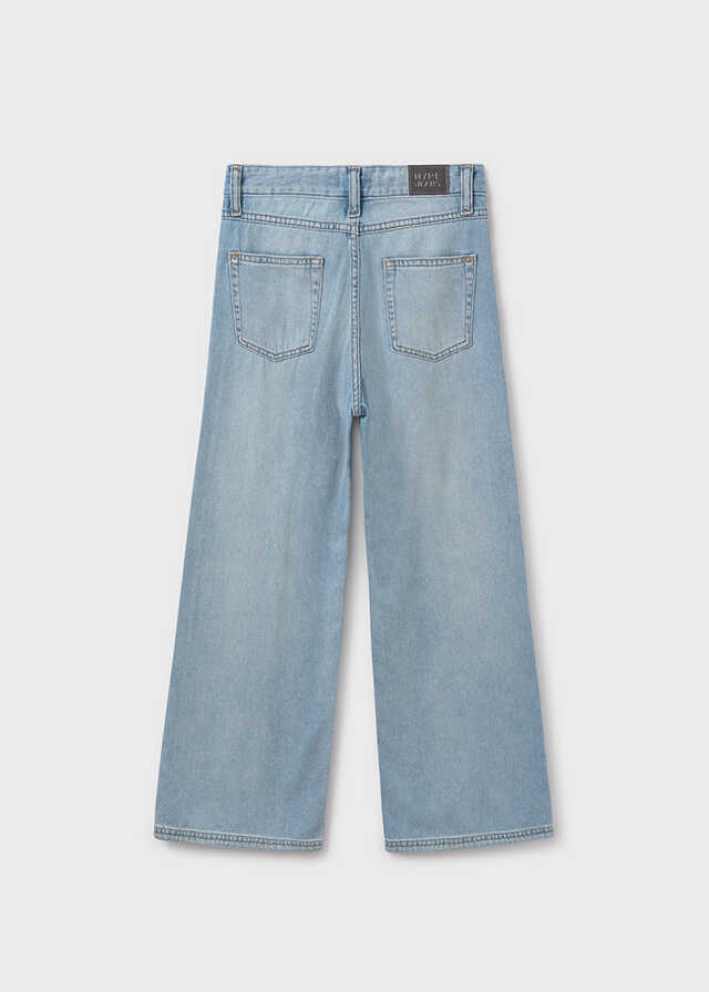 Pantalon largo tejano wide leg