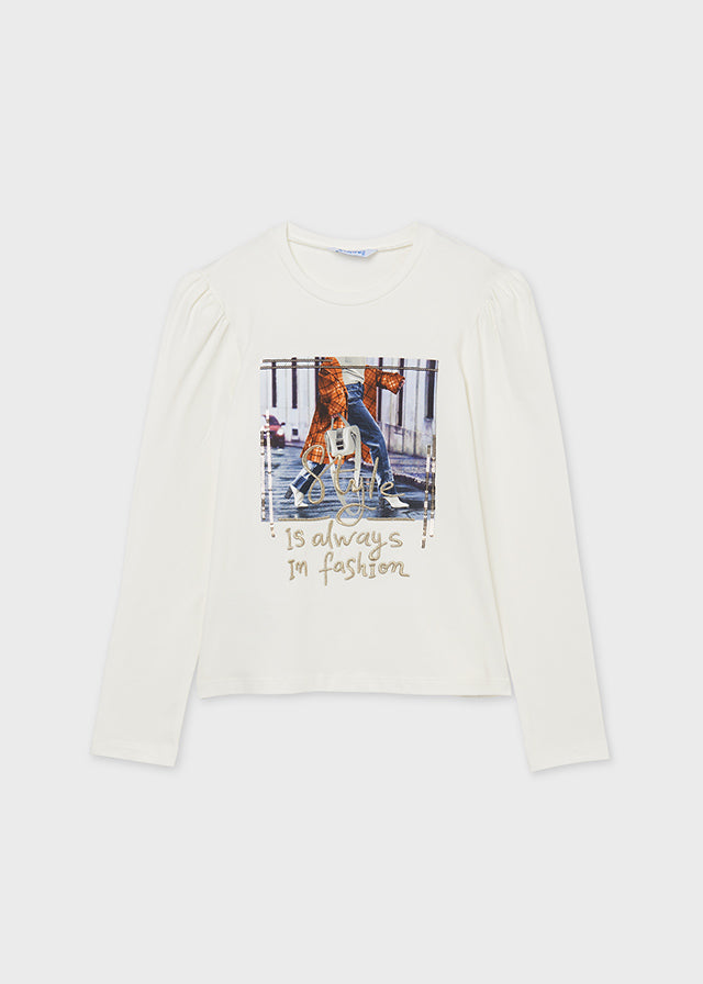 Camiseta m/l manga rizo