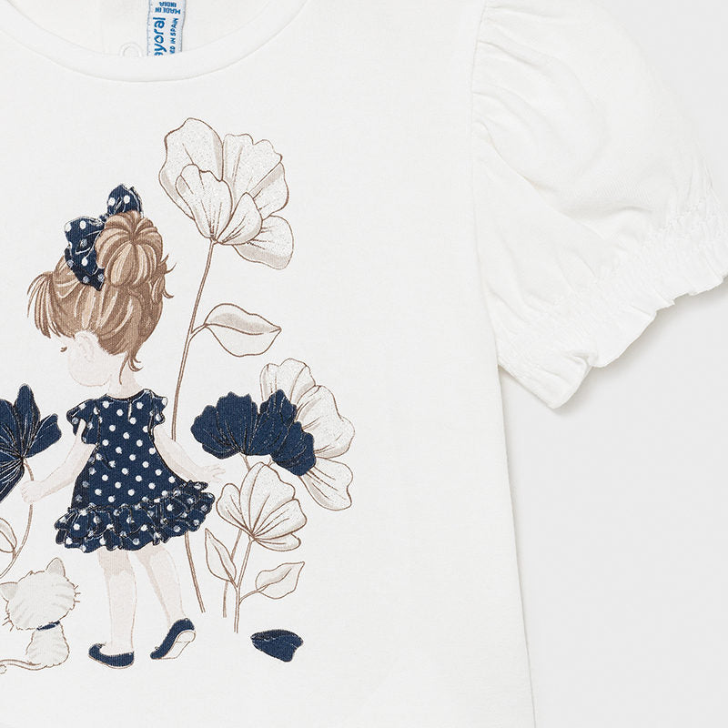 Camiseta m/c niña y gatito