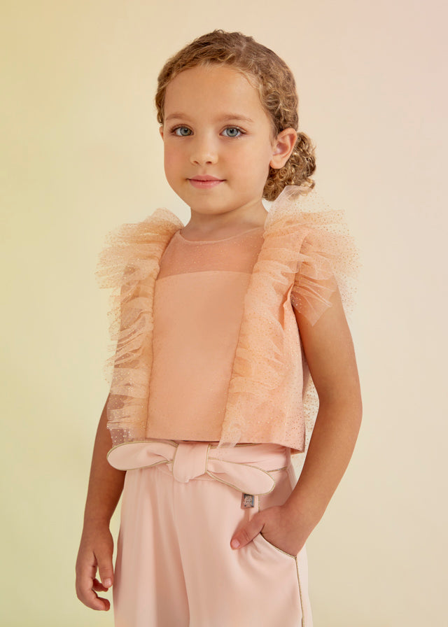 Top tul flores relieve