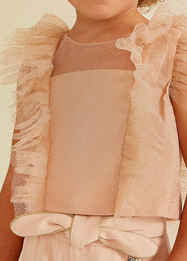 Top tul flores relieve