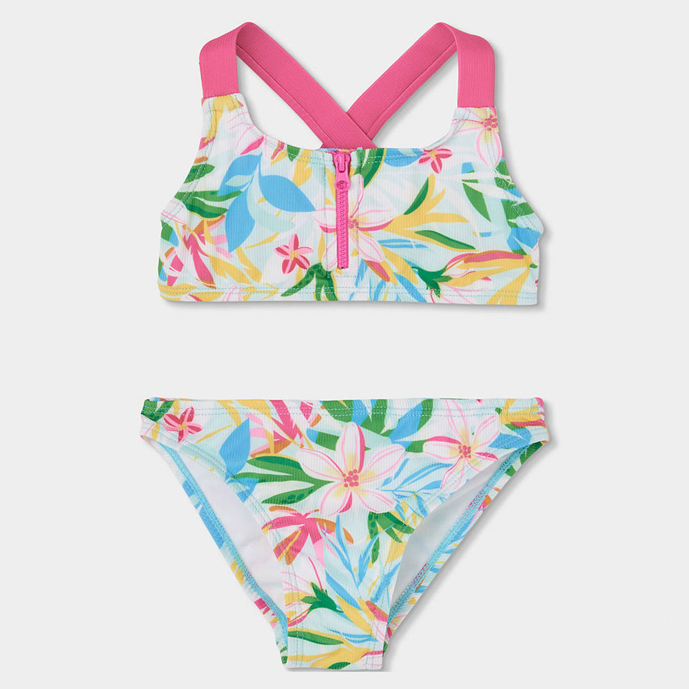 Bikini poliamida flores de niña