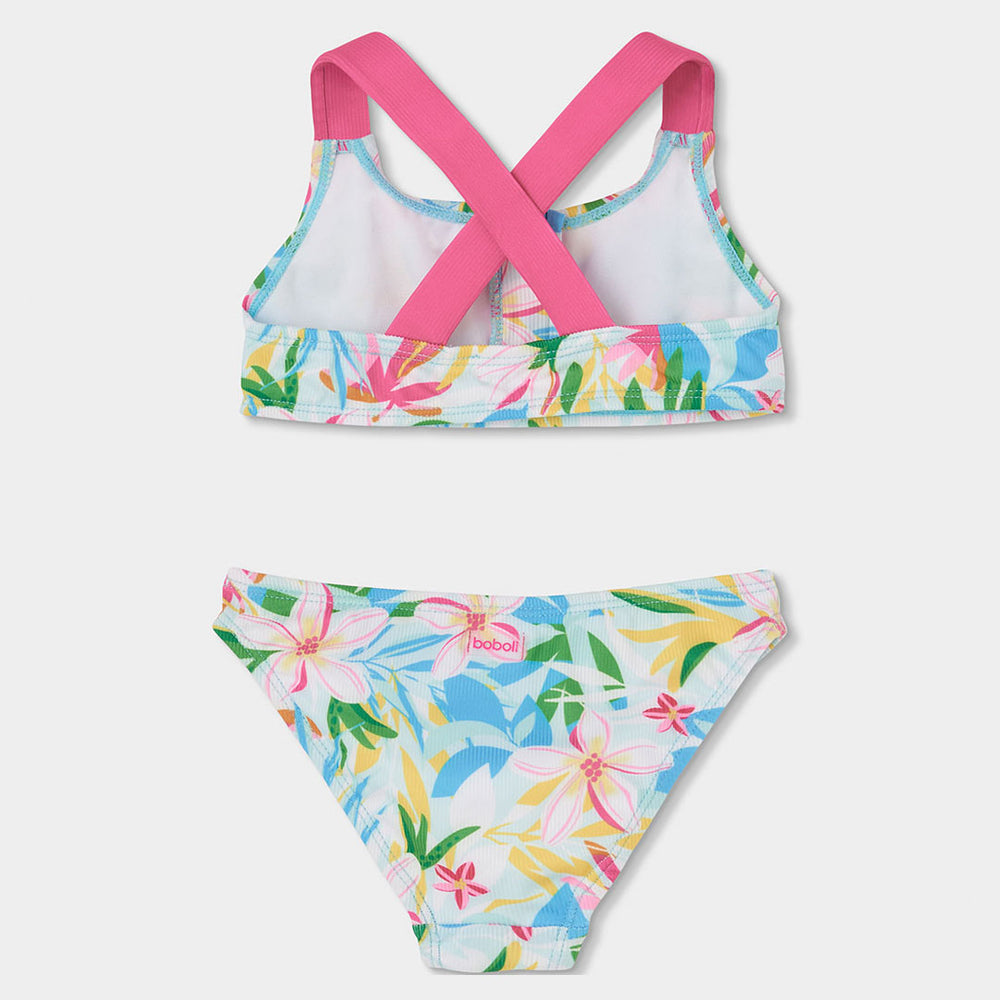 Bikini poliamida flores de niña