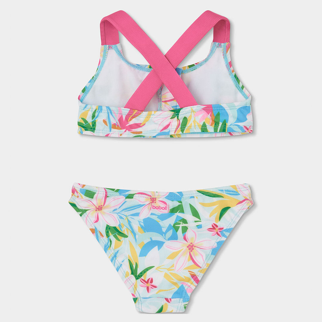 Bikini poliamida flores de niña