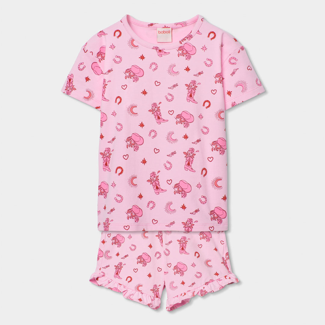 Pijama punto estampado de niña