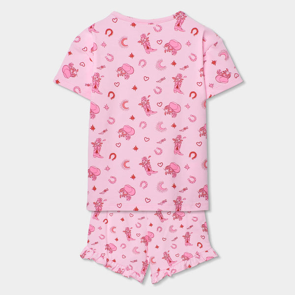 Pijama punto estampado de niña