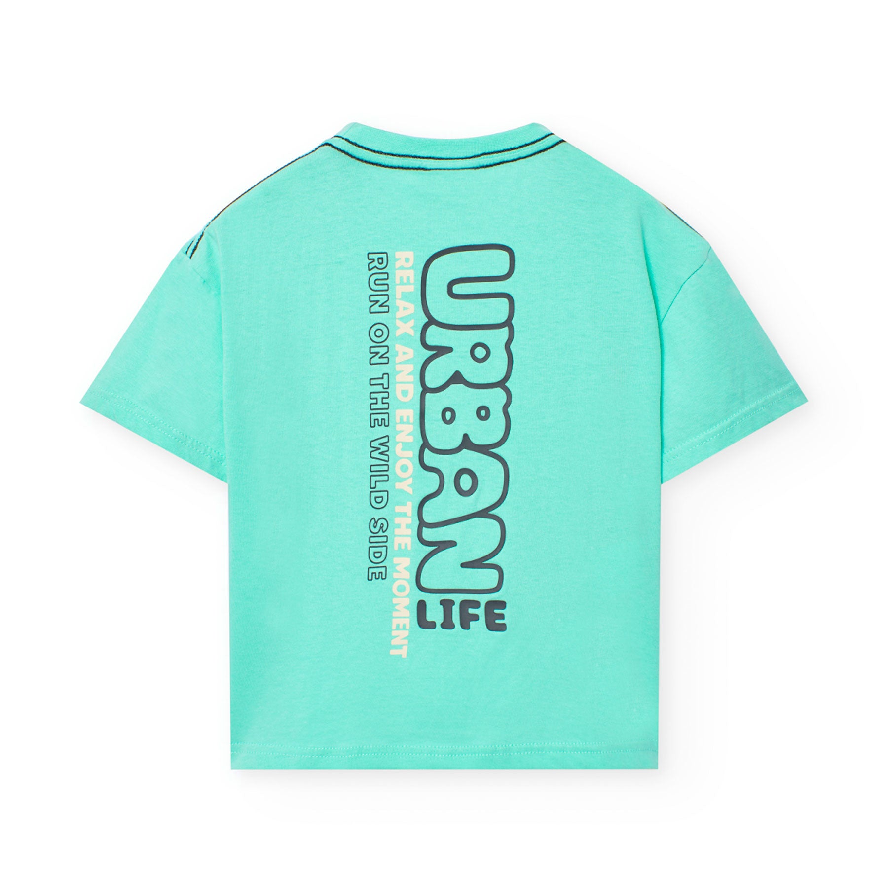 Conj. Camiseta Punto Tintada Y Bermudas Denim Punto