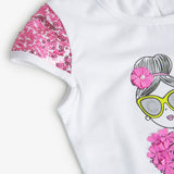 Conj. Camiseta punto elástico y falda gasa plisada