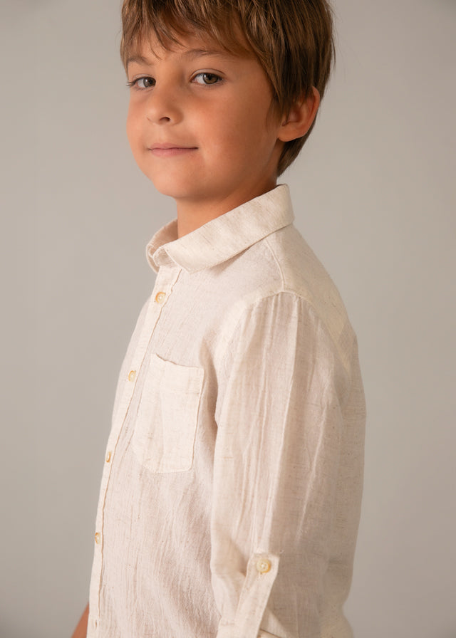 Camisa m/l lino c/camisero