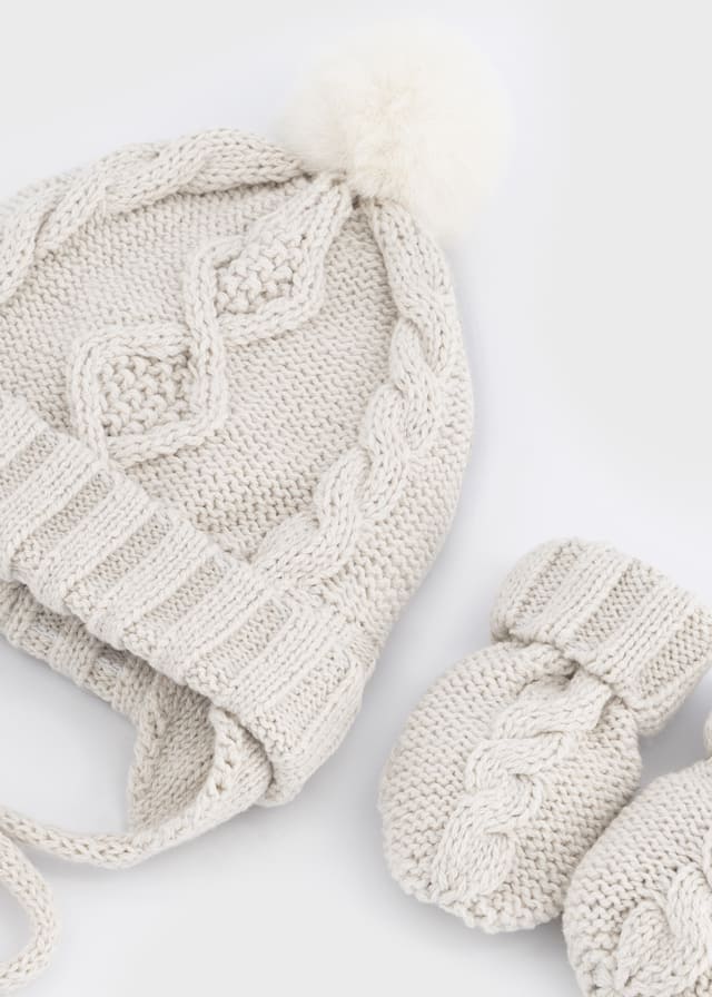 Conj. gorro manoplas tricot