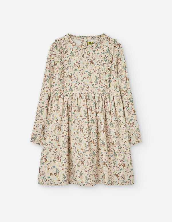 Ls Dress Twill Aop