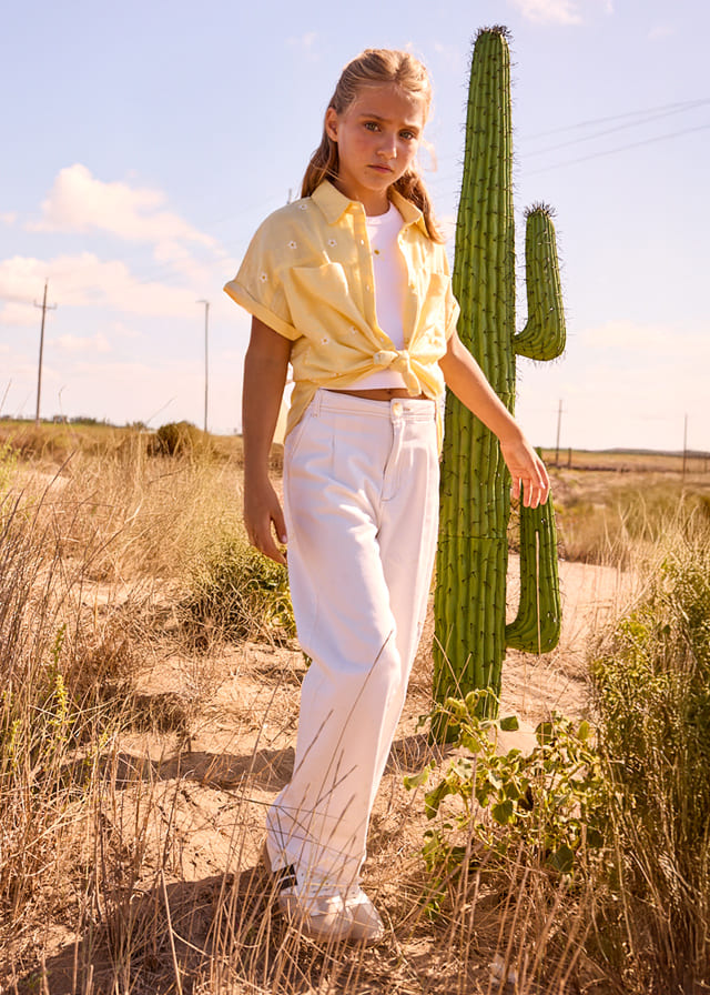 Pantalon largo sarga