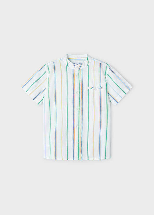 Camisa m/c cuello mao rayas