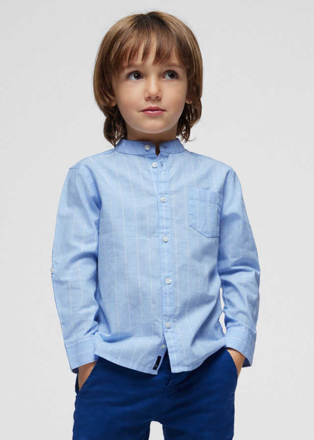 Camisa m/l cuello mao rayas