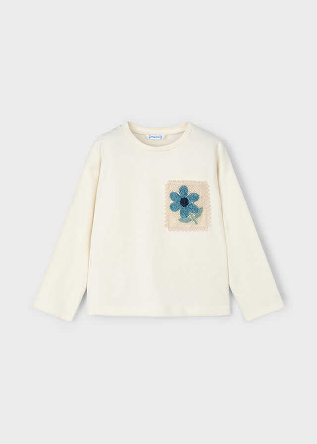 Camiseta m/l bolsillo crochet