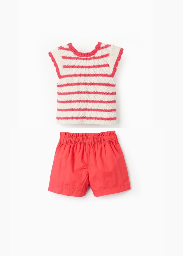 CONJ. KNIT TOP COTTON Y SHORT POPELIN