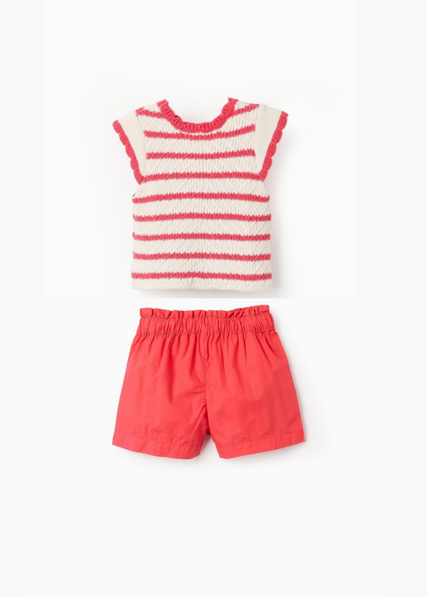 CONJ. KNIT TOP COTTON Y SHORT POPELIN