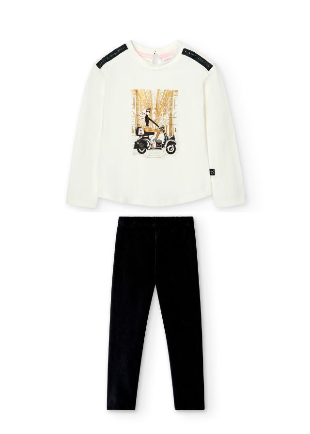 Conj. Camiseta punto y malla pana punto