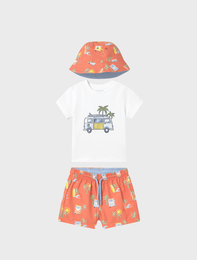 Conj. bañador con bucket y Camiseta m/c play lenticular