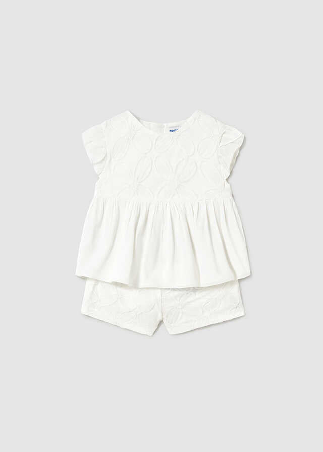Conj. bermuda tul bordado