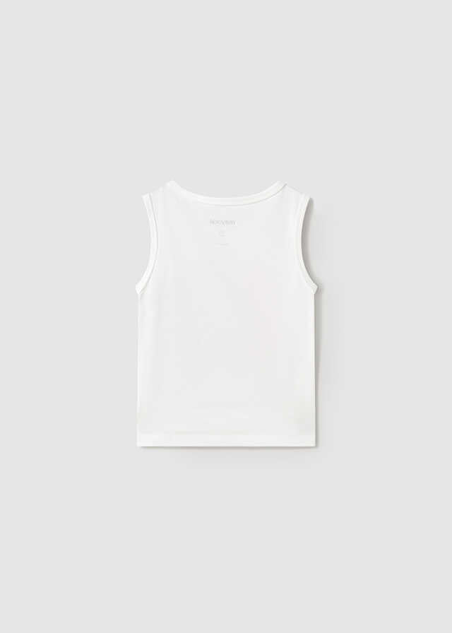 Conj. Camiseta m/c aplique-Camiseta tirantes play tablas y Bermuda lino relaxed
