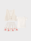 Conj. Camiseta m/c chaleco y Falda bordado