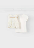 Conj. Camiseta m/c chaleco y Falda bordado