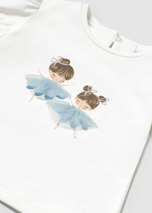 Conj. Camiseta m/c vestir y Falda tul plisado