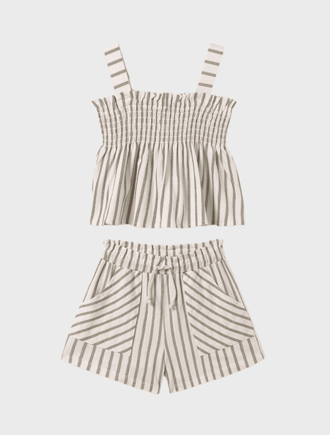 Conj. Camiseta tirantes rayas y Pantalon corto punto