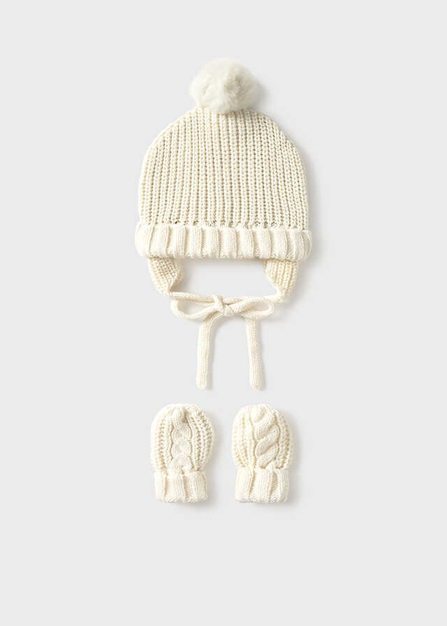 Conj. gorro manoplas tricot