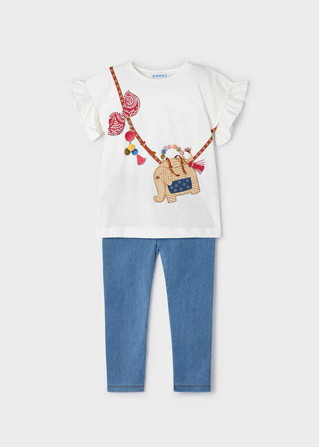 Conj. leggings knit denim