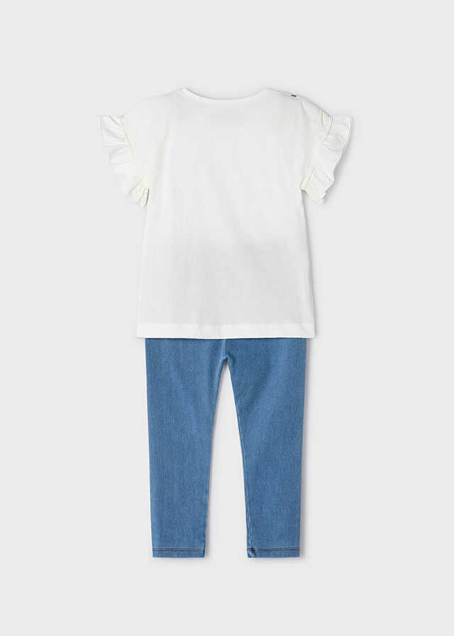 Conj. leggings knit denim