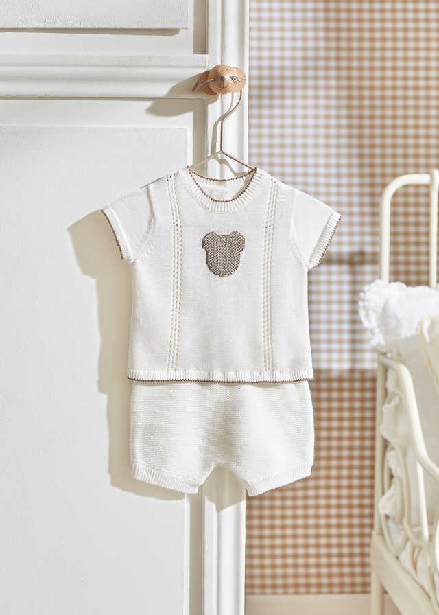 Conj. pantalón corto tricot