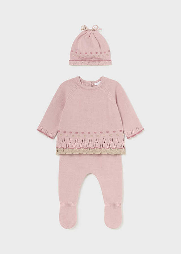 Conj. polaina tricot con gorro