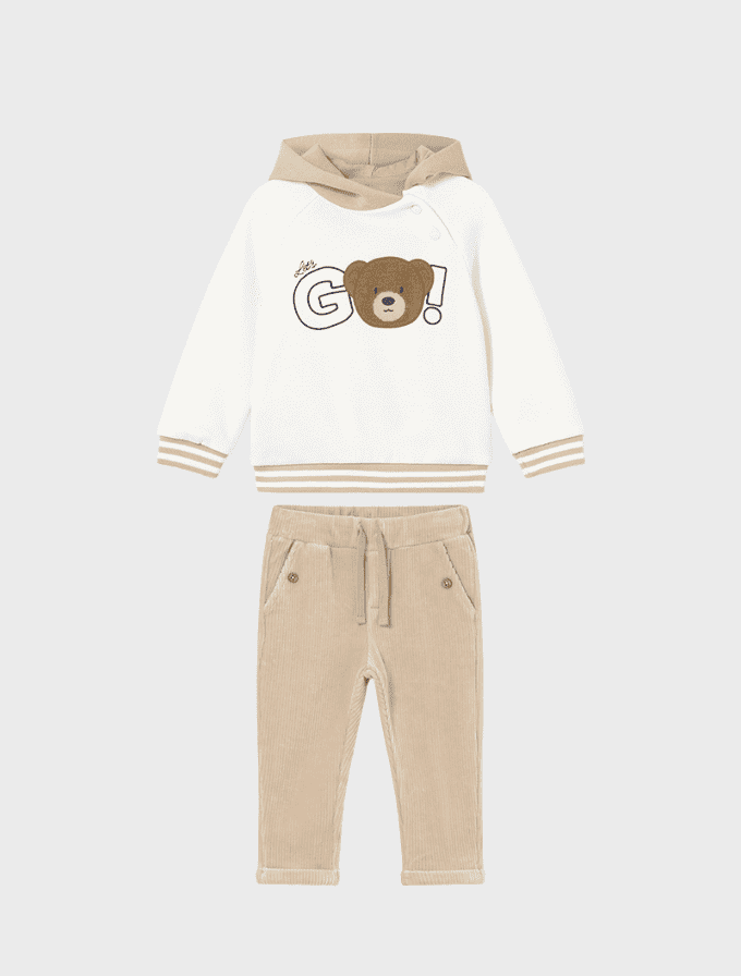 Conj. Pullover capucha y Pantalon punto pana