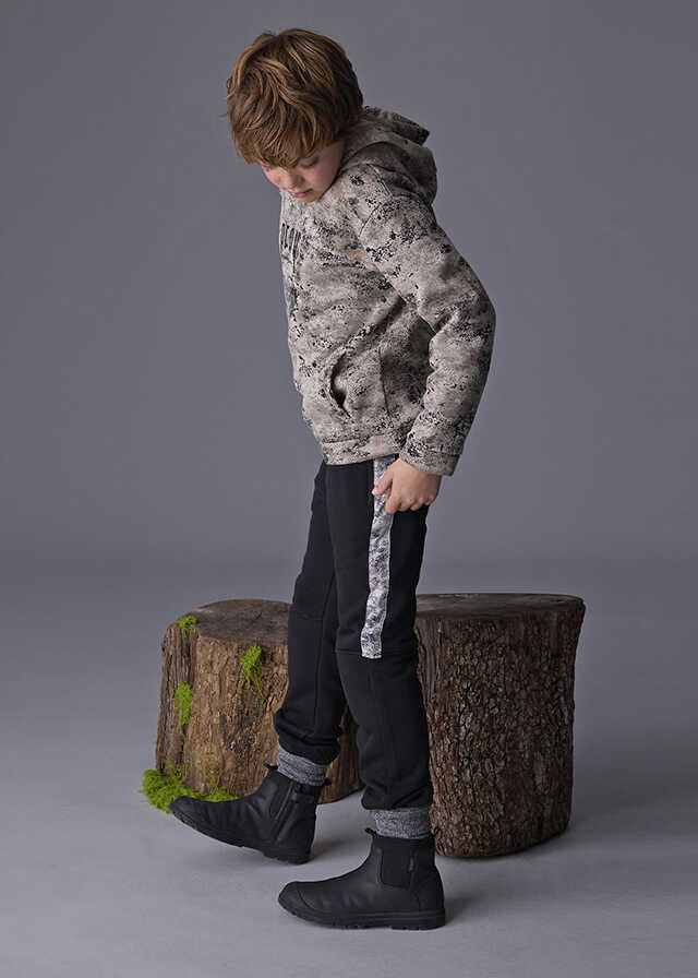 Conj. Pullover estampado y Pantalon contraste plana