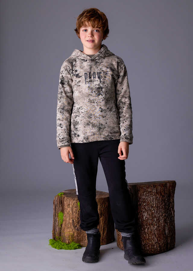 Conj. Pullover estampado y Pantalon contraste plana