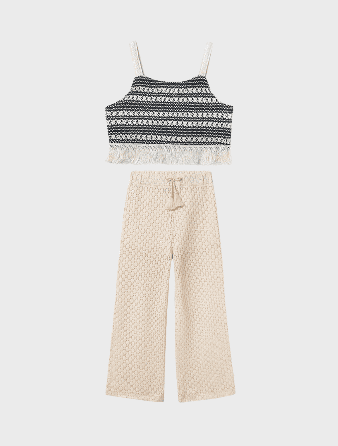 Conj. Top crochet y Pantalon largo punto calado
