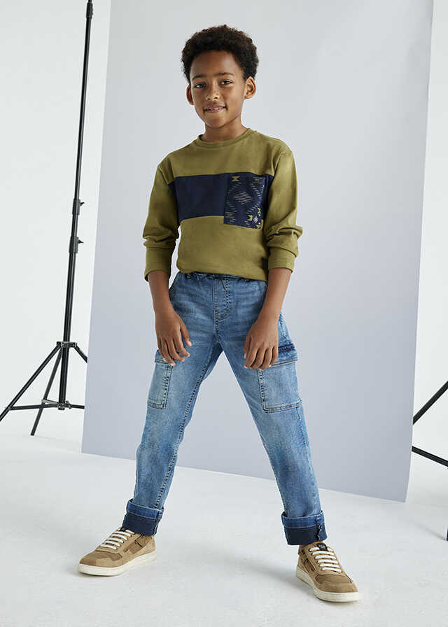 Pantalon denim jogger cargo