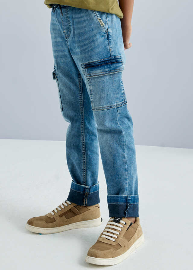 Pantalon denim jogger cargo