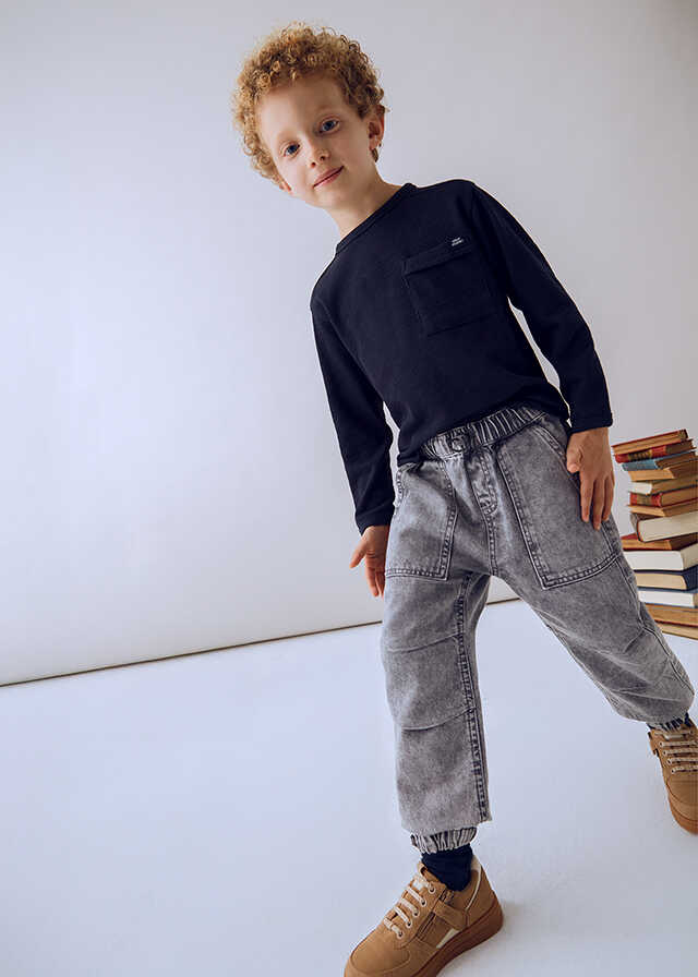 Pantalon denim parachute