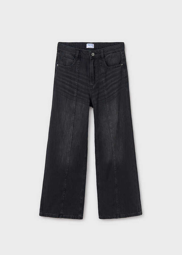 Pantalon largo tejano wide leg
